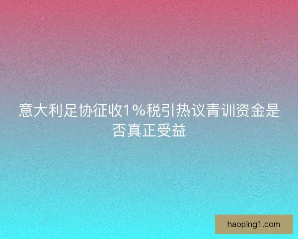 意大利足协征收1%税引热议青训资金是否真正受益