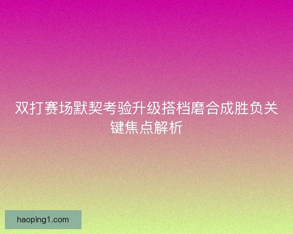 双打赛场默契考验升级搭档磨合成胜负关键焦点解析